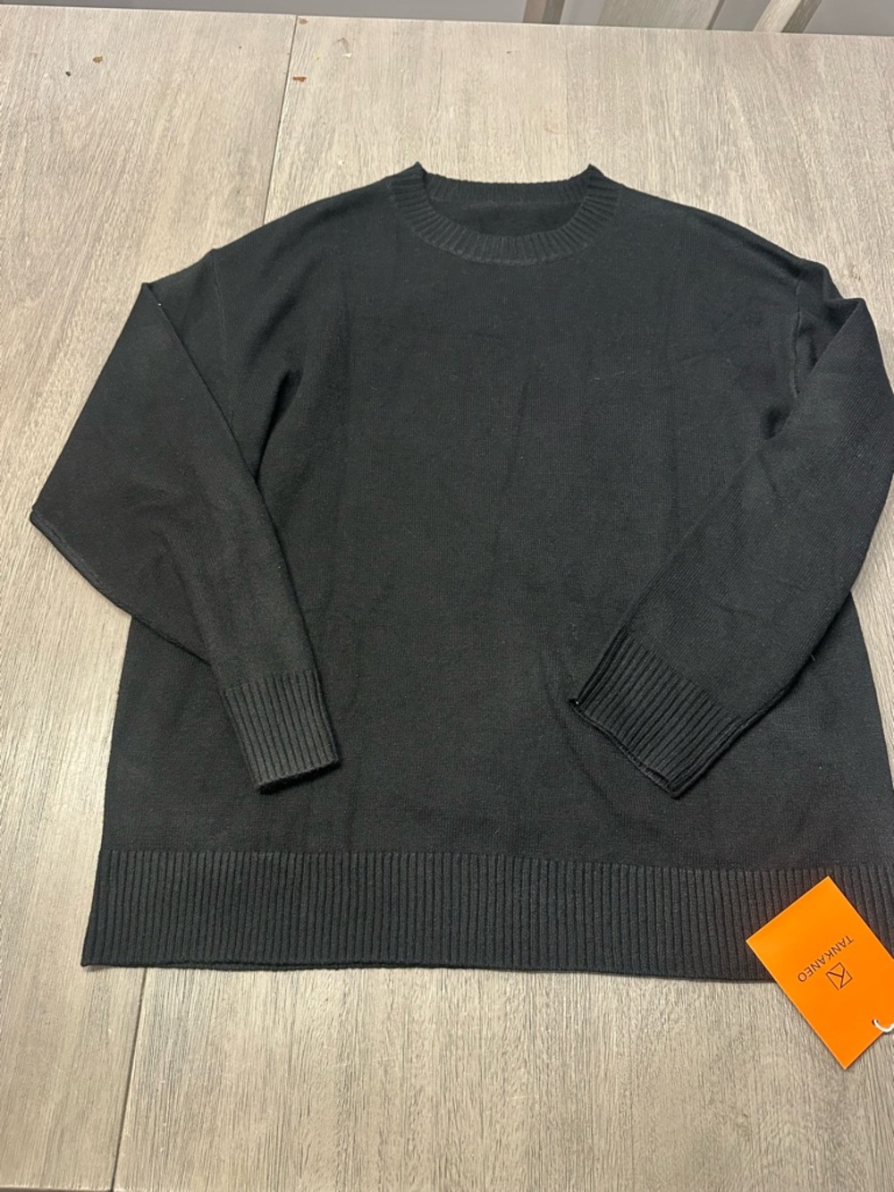 Men's Black Crewneck Sweater - Soft Ribbed Hem & Cuffs
